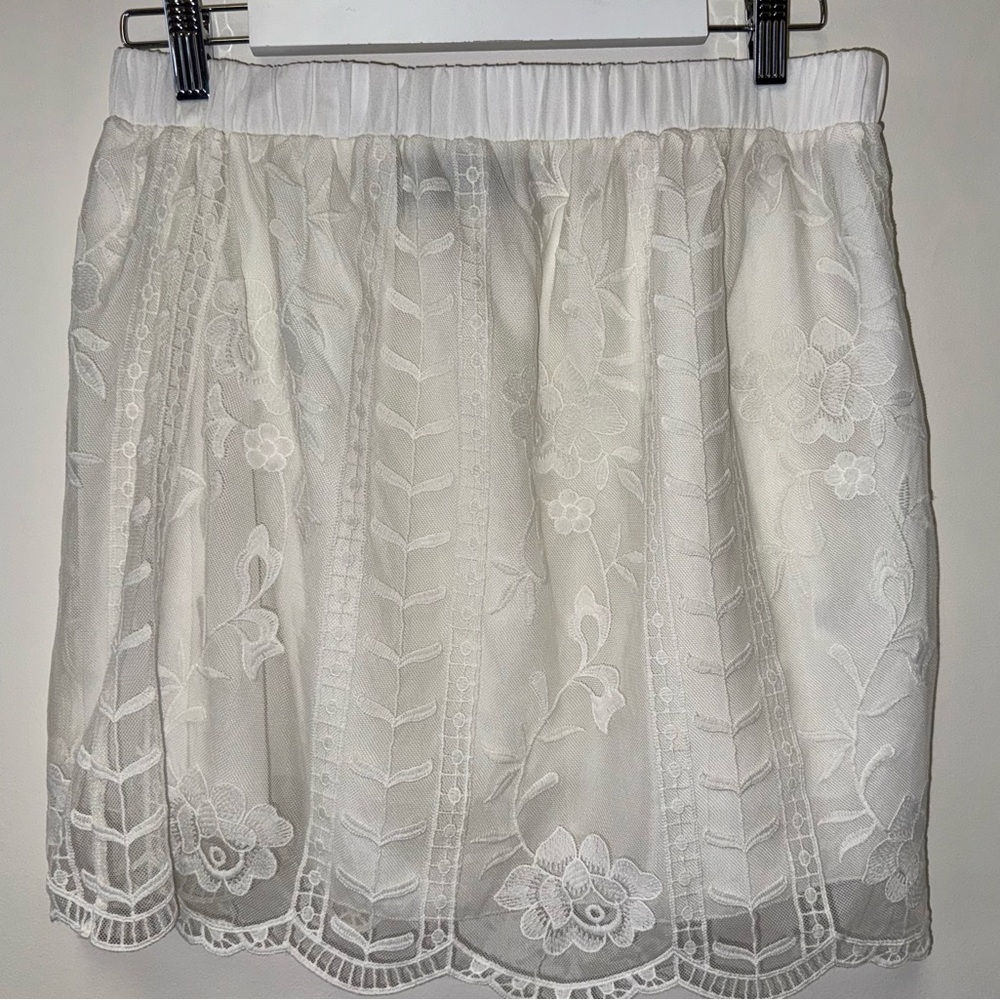 Blue Rain (Small) Off White Lace/Sheer Skirt